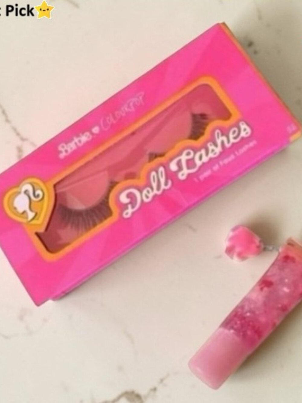 BARBIE x COLOURPOP Limited Edition Faux Lashes + Lip Gloss Set NWT